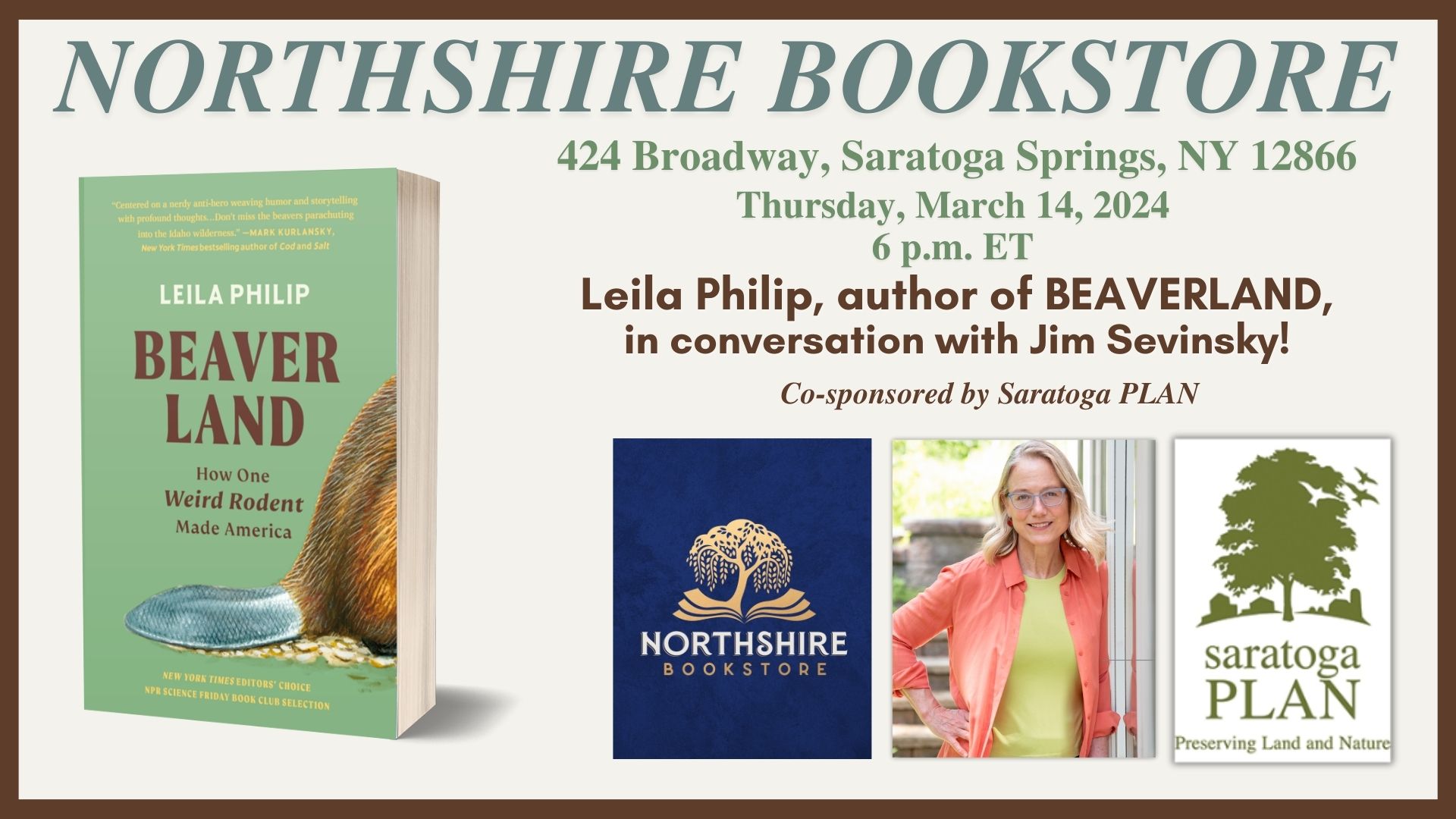 Northshire Saratoga: Leila Philip with Jim Sevinsky and Saratoga PLAN - Beaverland