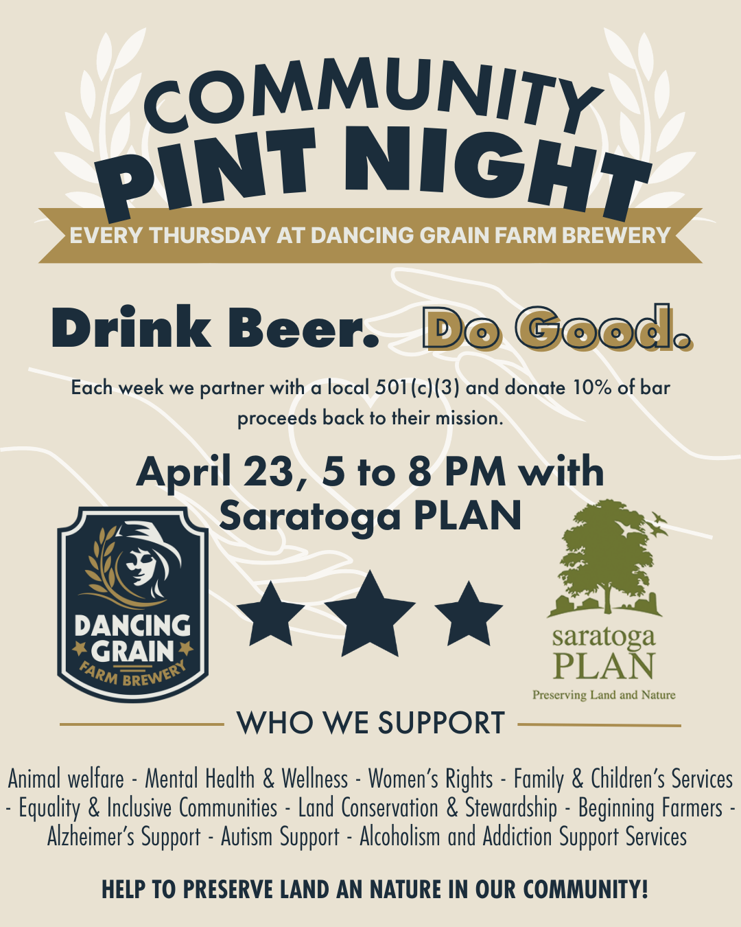 Community Pint Night at Dancing Grain Brewery